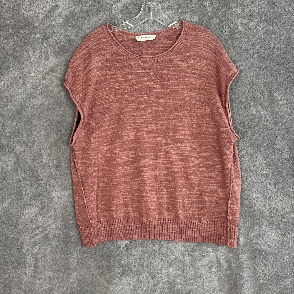 Everlane Muscle Sweater Vest Womens XXL Dusty Rose Linen Organic Cotton